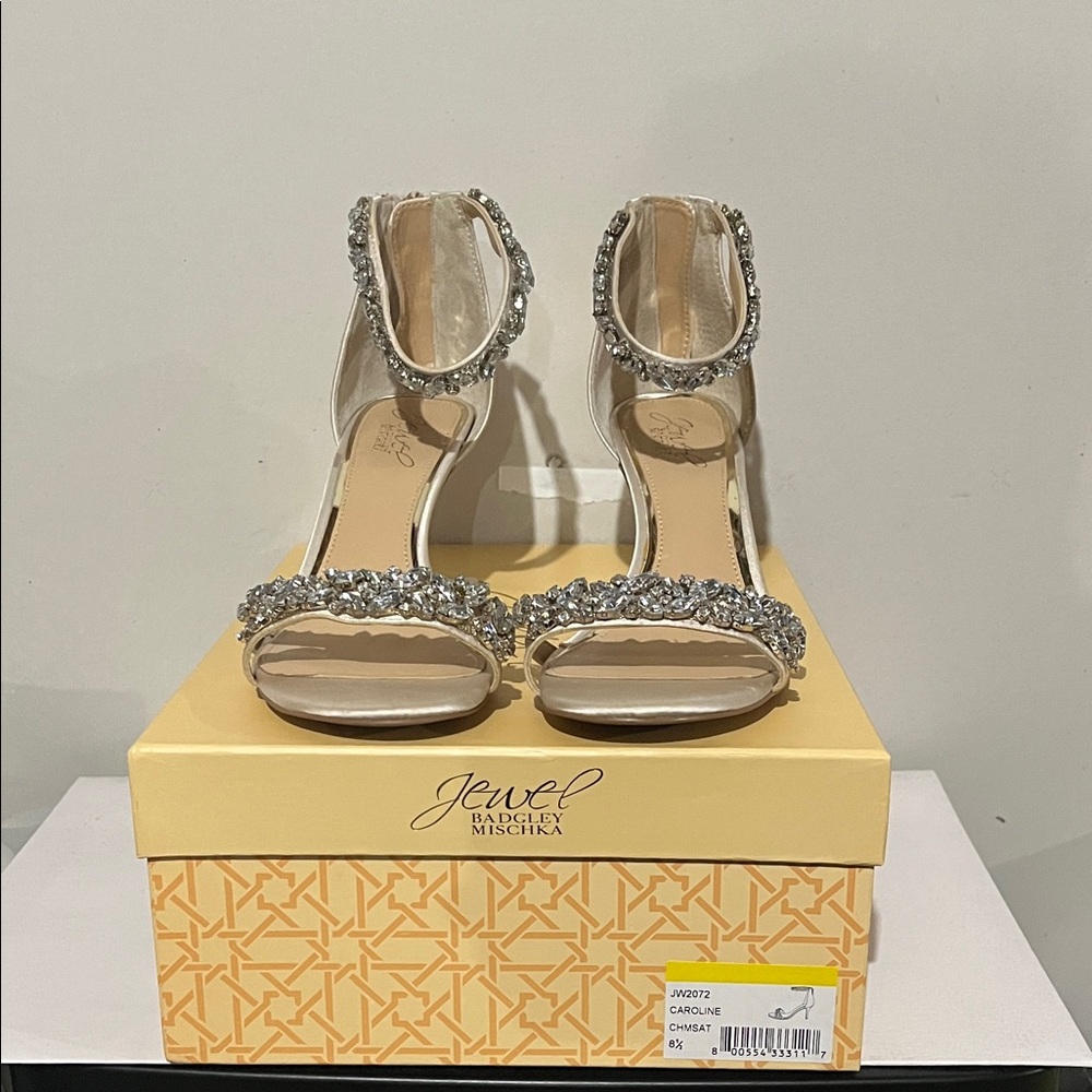 Jewel Badgley Mischka Caroline Embellished Ankle-Strap Sandals